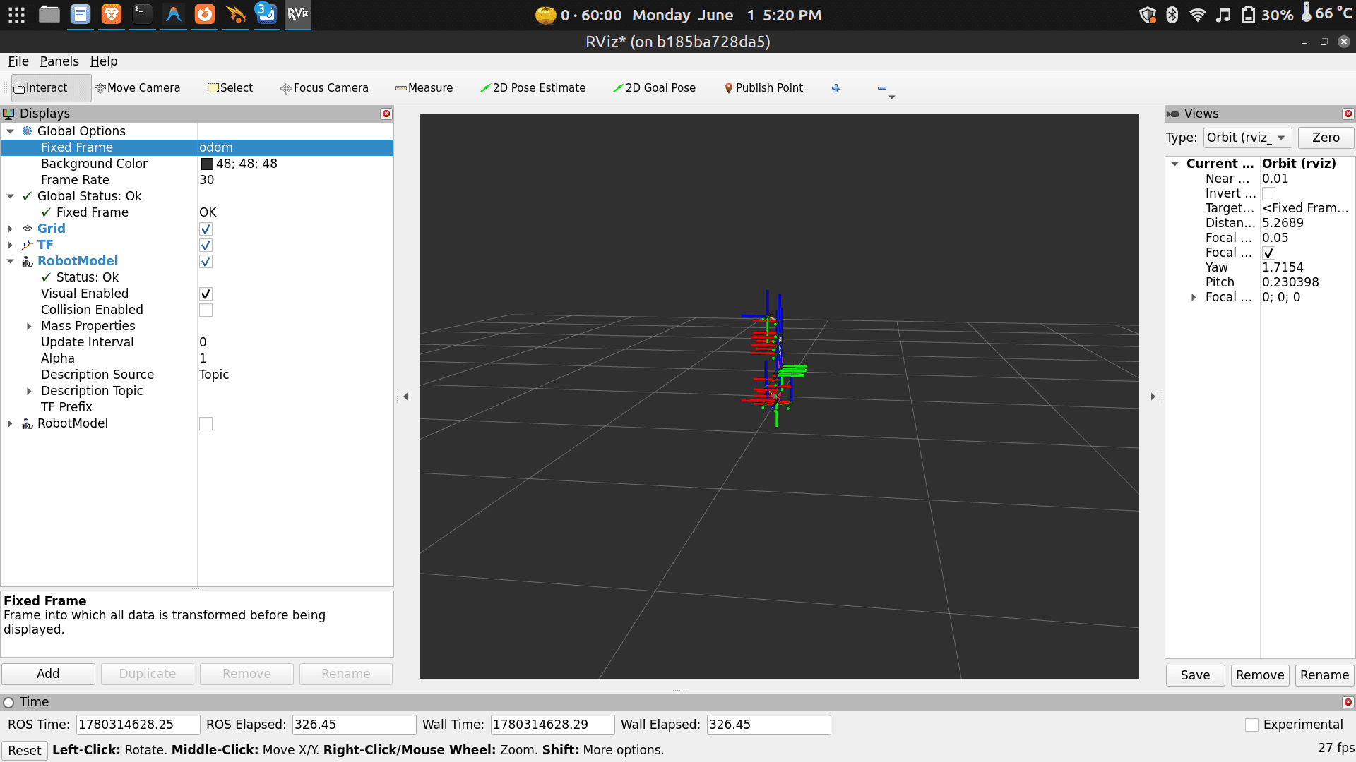 RViz2 Add panel with TF and RobotModel selected