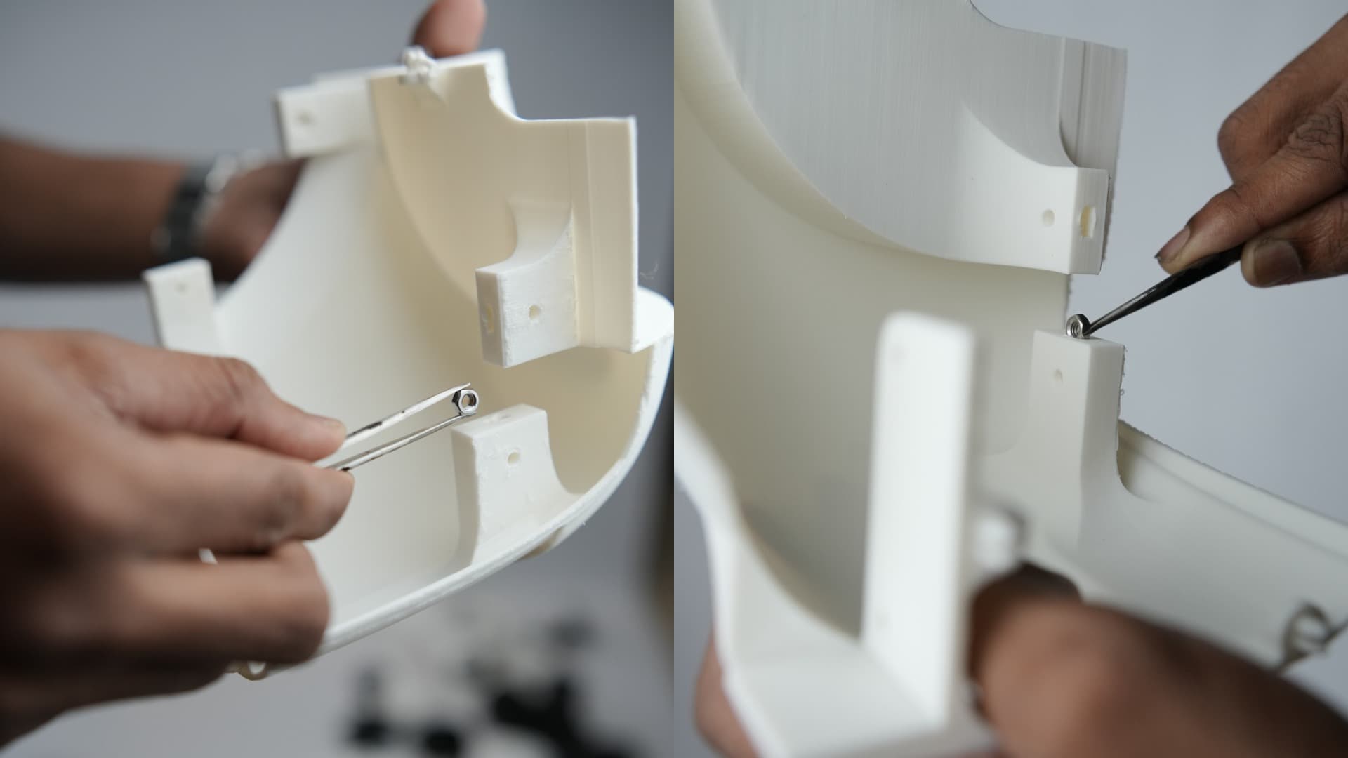 Images of inserting nut into base part