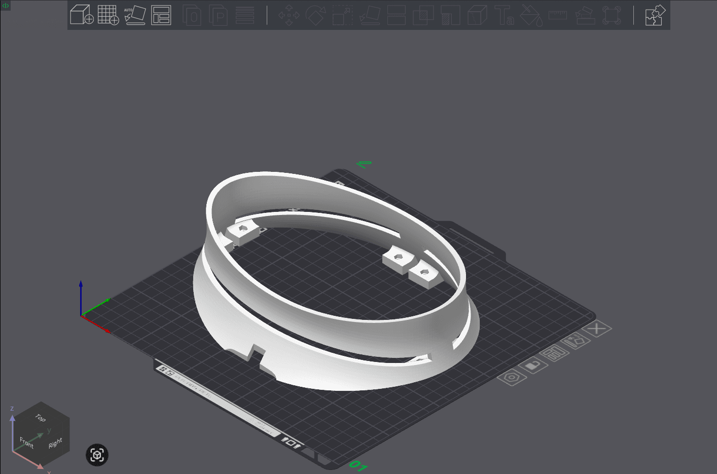 Raw model of BaseCenterCover on build plate