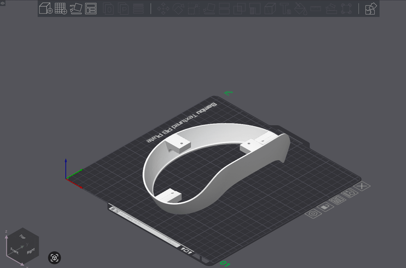 Raw model of BaseCenterShell on build plate