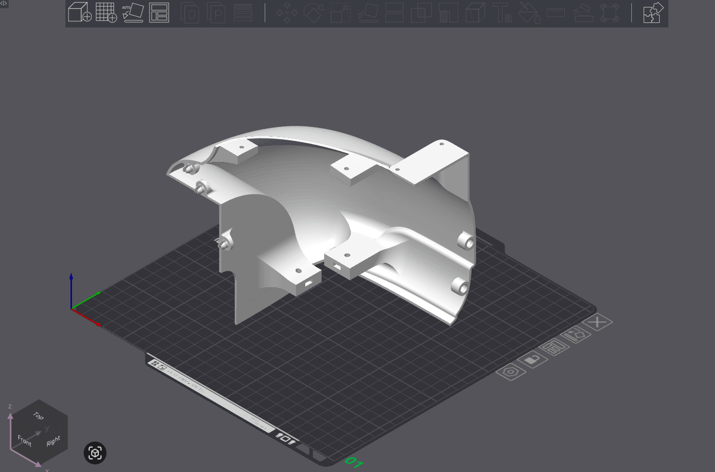 Raw model of BaseFrontLeft on build plate