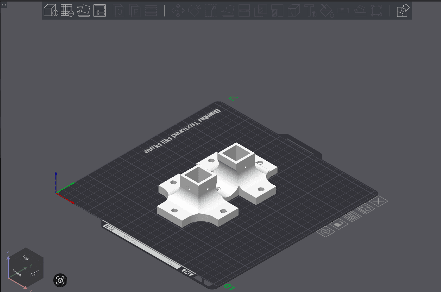 Raw model of BaseJoint on build plate