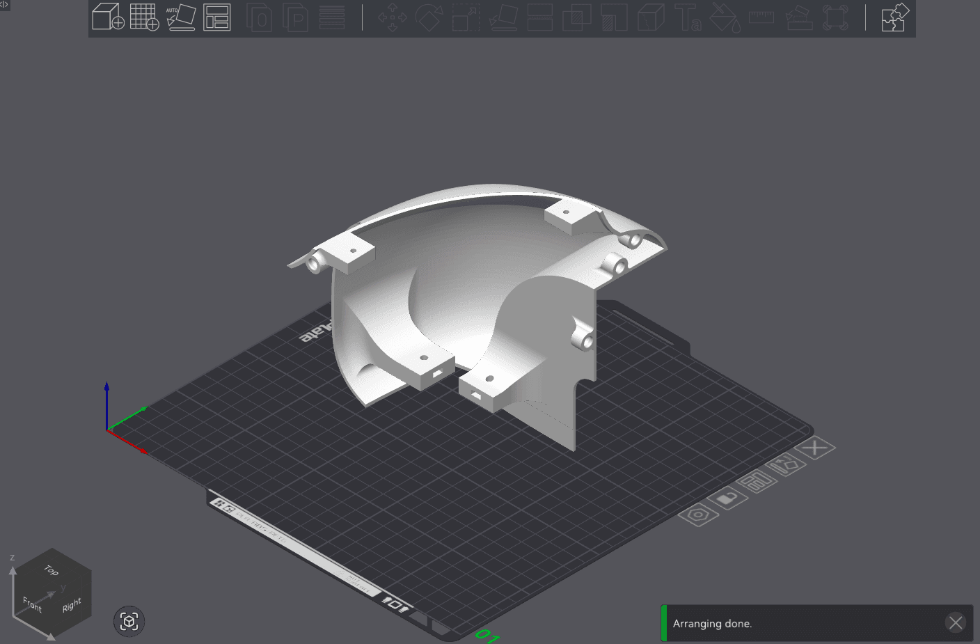 Raw model of BaseRearLeft on build plate