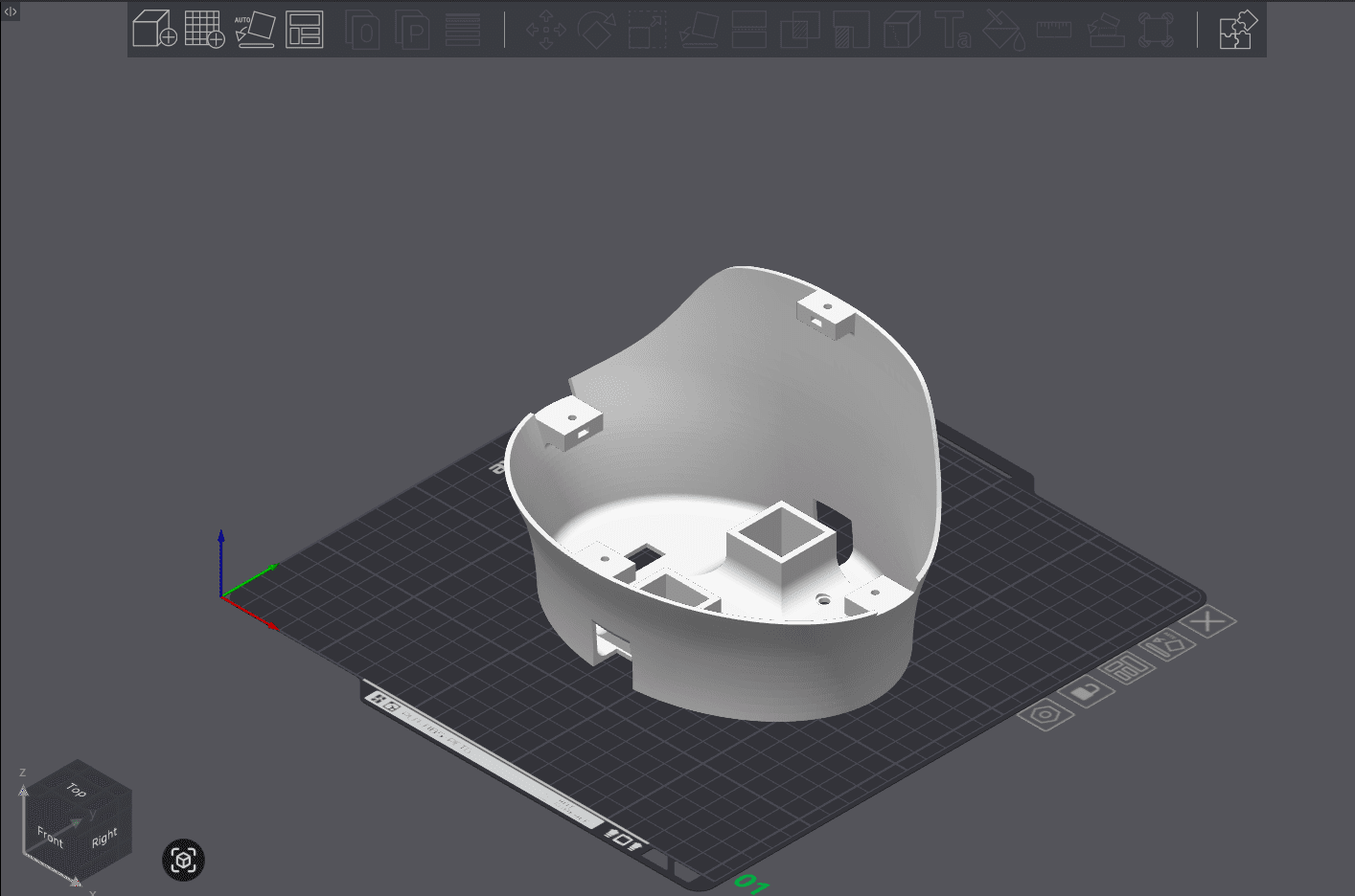 Raw model of BaseTopShell on build plate