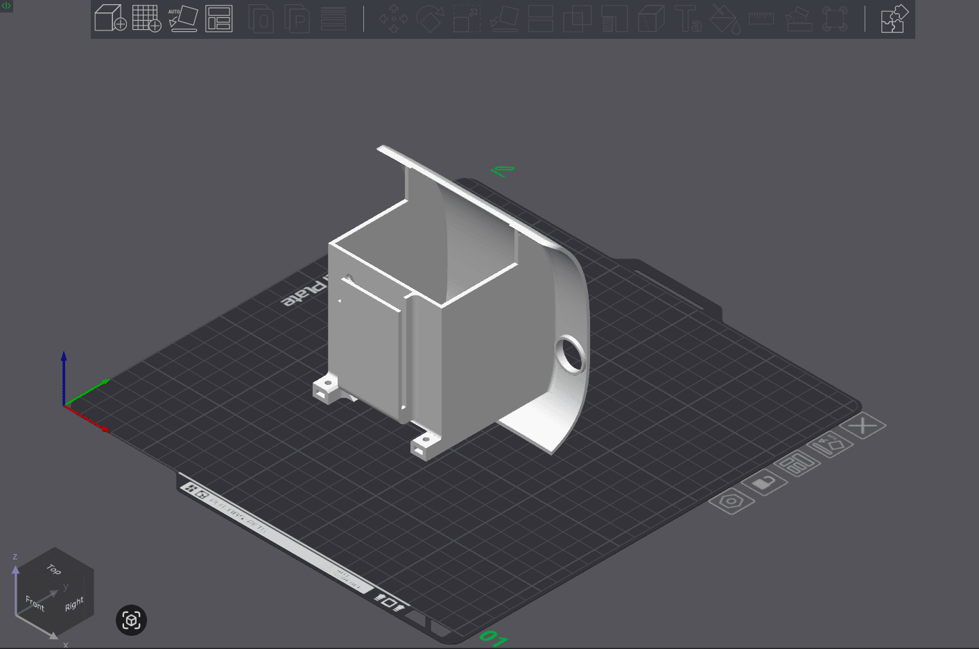 Raw model of BatteryHolder on build plate