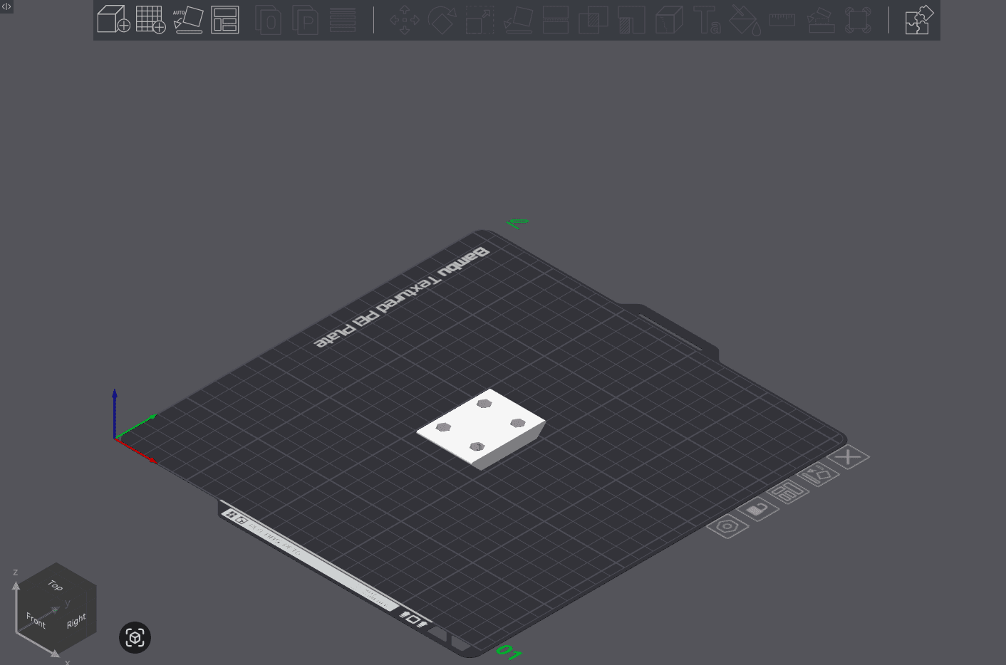 Raw model of BatteryRail on build plate