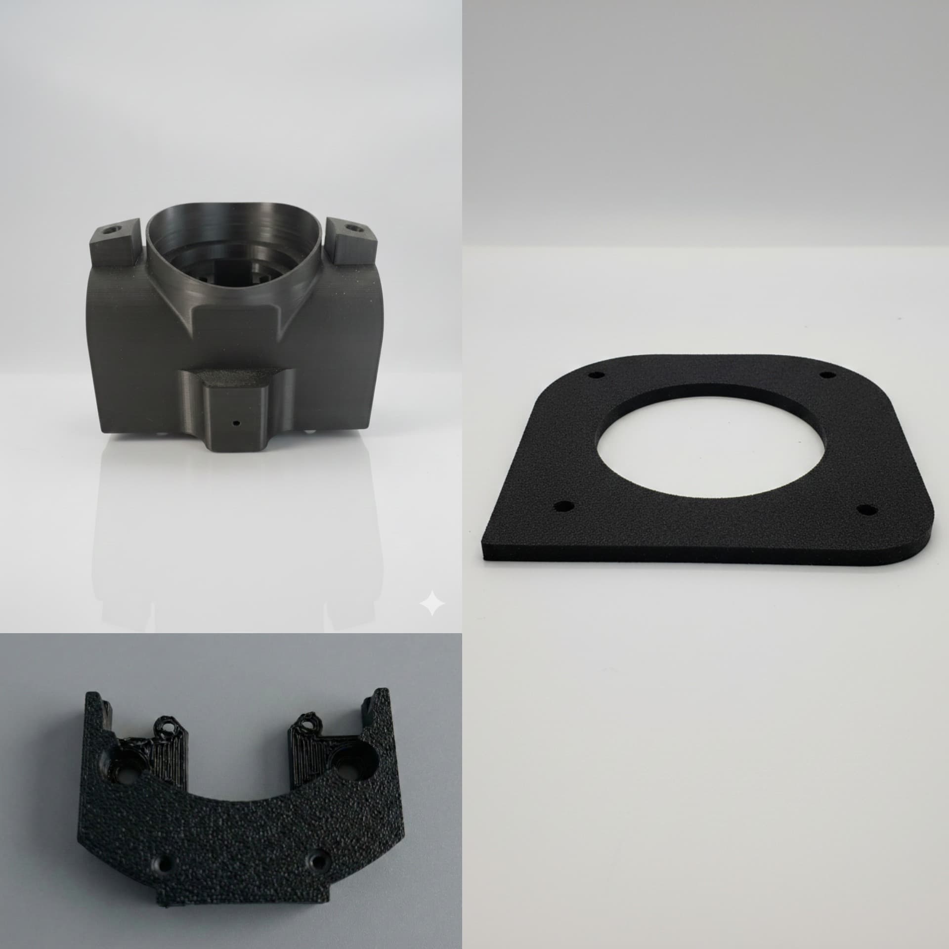 images of center joint, center joint cover left, center joint cover right, center joint servo left, center joint servo right, servo clamp