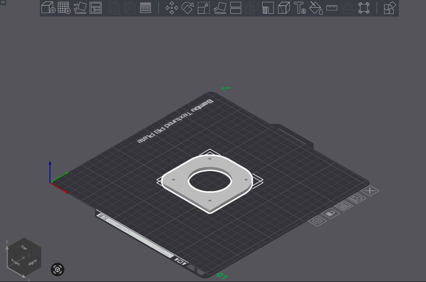 Raw model of CenterJointCoverRight on build plate