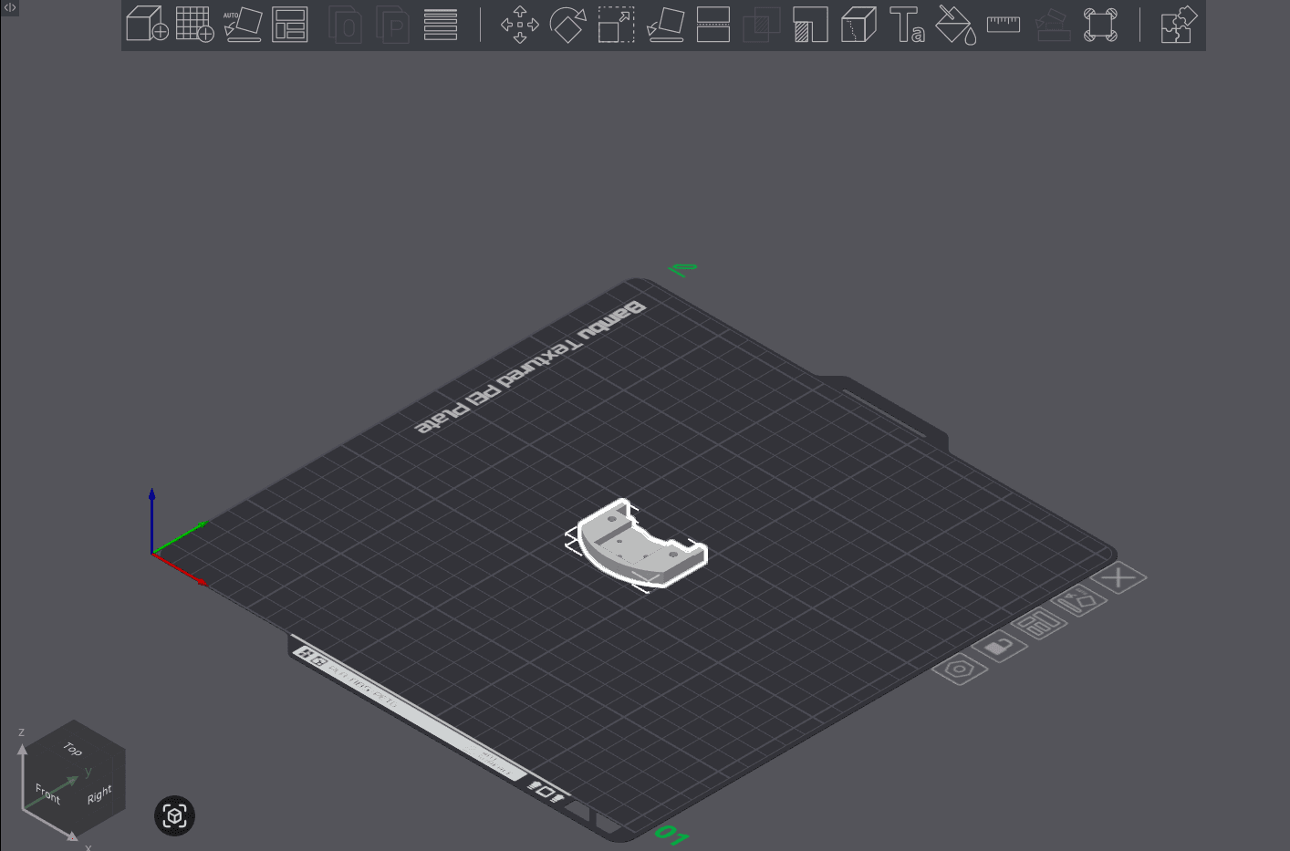 Raw model of CenterJointServoRight on build plate