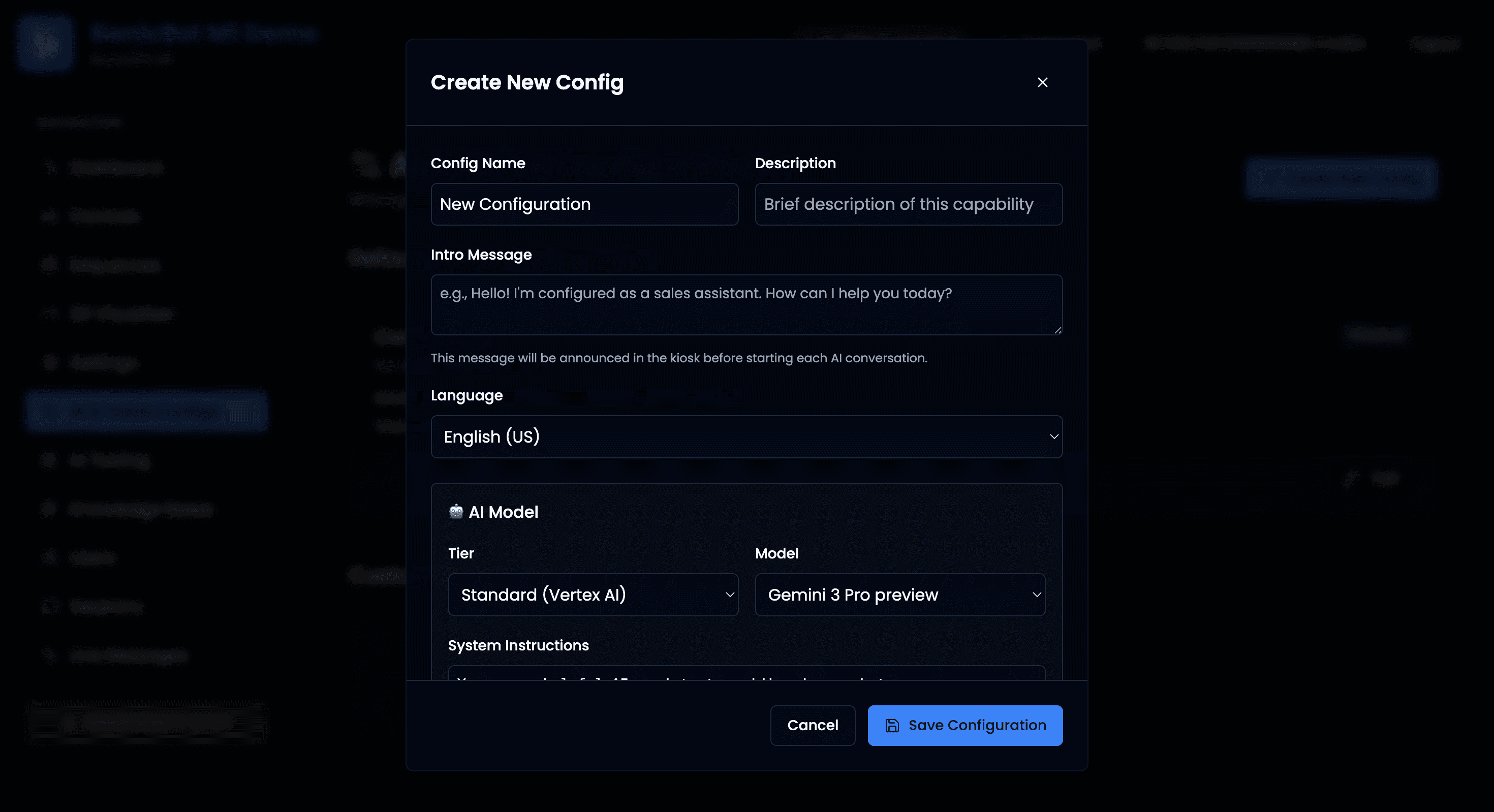 AI Configuration Form