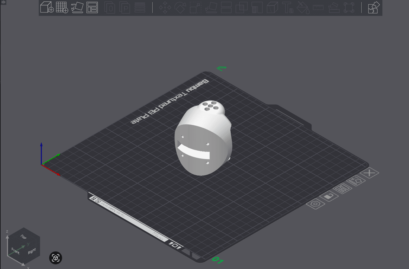 Raw model of ElbowJointLeft on build plate