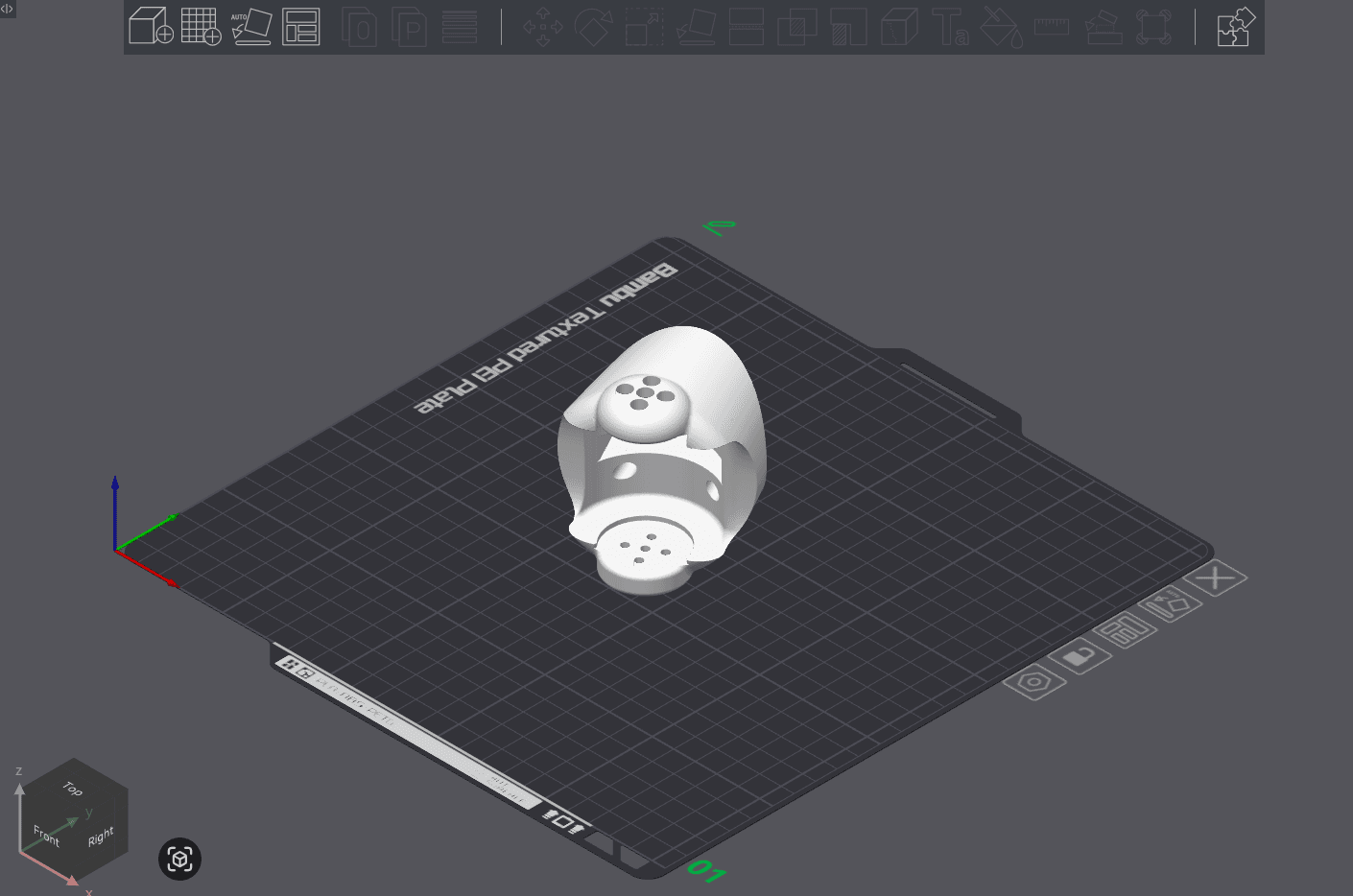 Raw model of ElbowJointRight on build plate