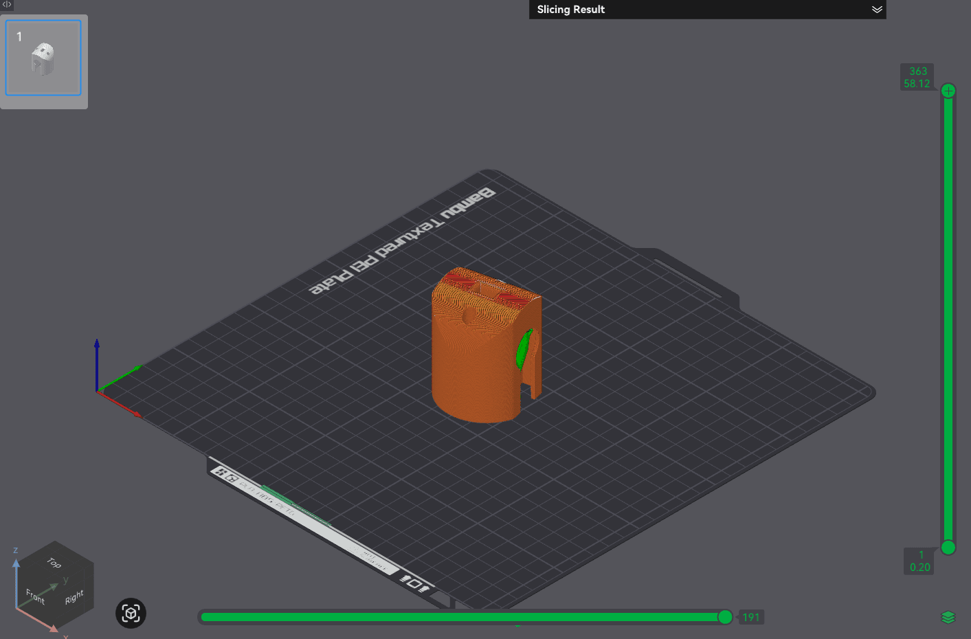 Sliced preview of ElbowServoMountLeft