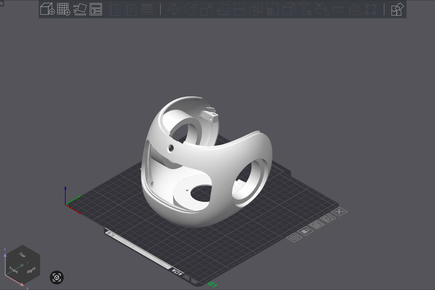 Raw model of Face on build plate