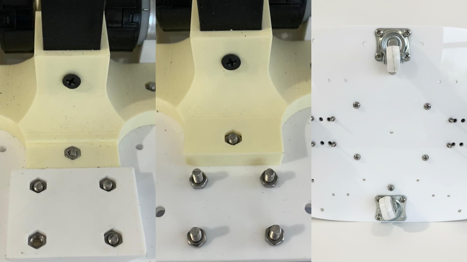 Images of fixing Battery Rail and Caster Wheels