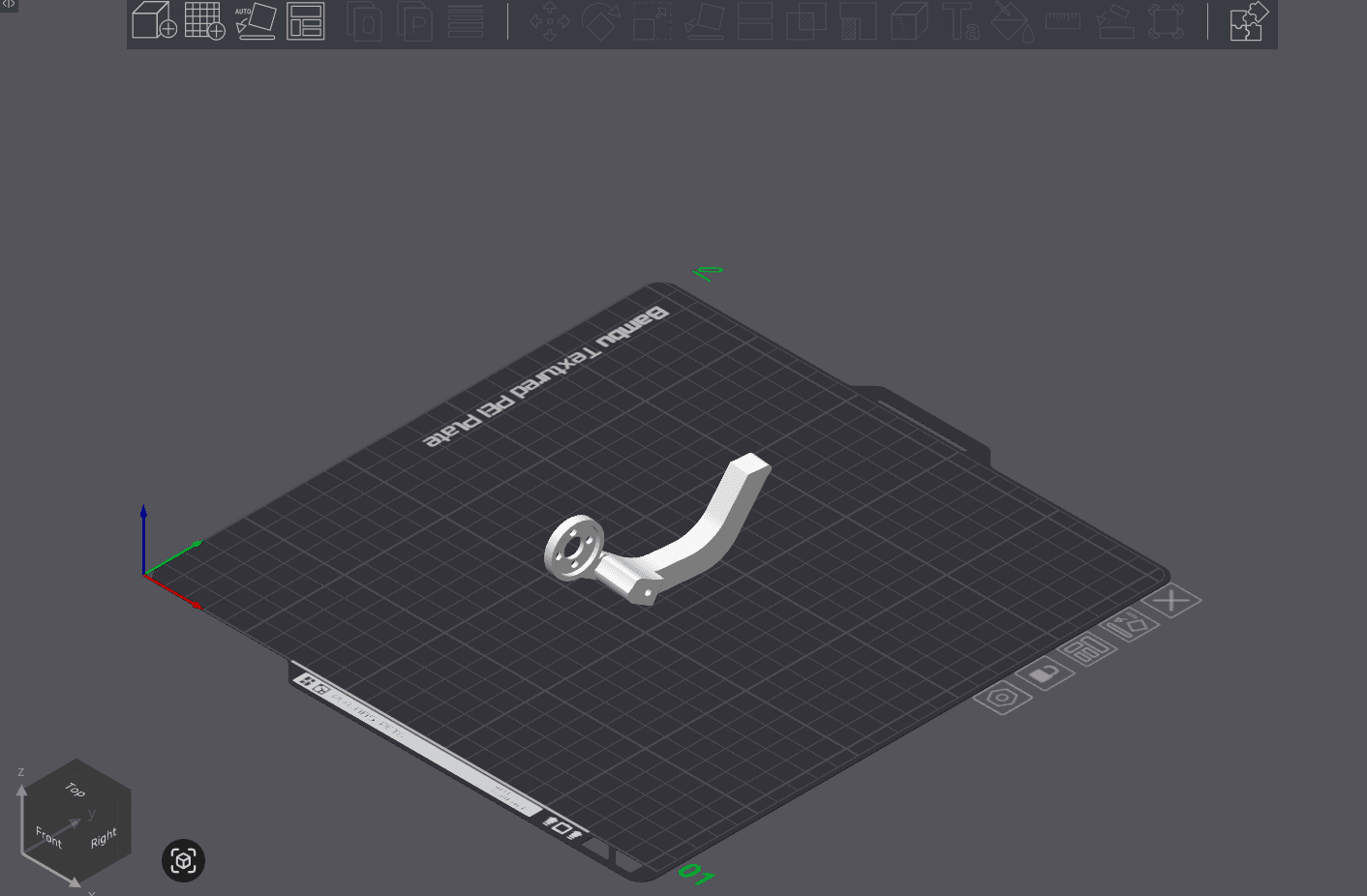 Raw model of GripperFingerBottomLeft on build plate
