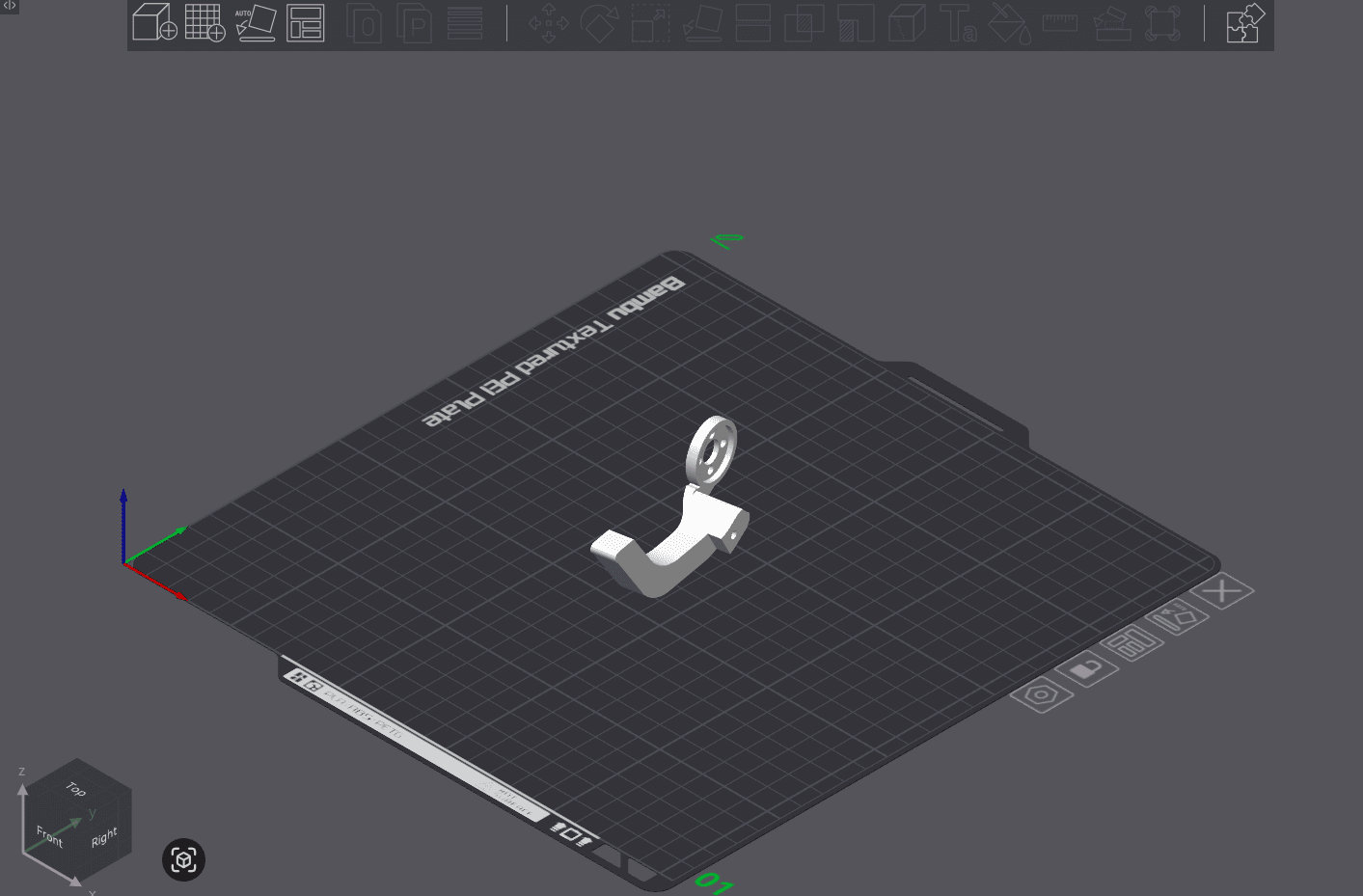 Raw model of GripperFingerBottomRight on build plate