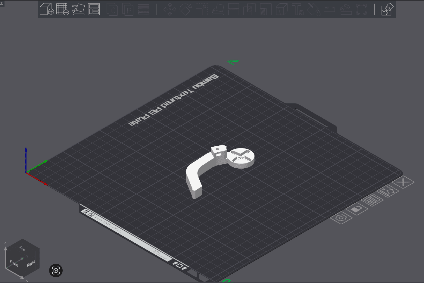 Raw model of GripperFingerTopRight on build plate
