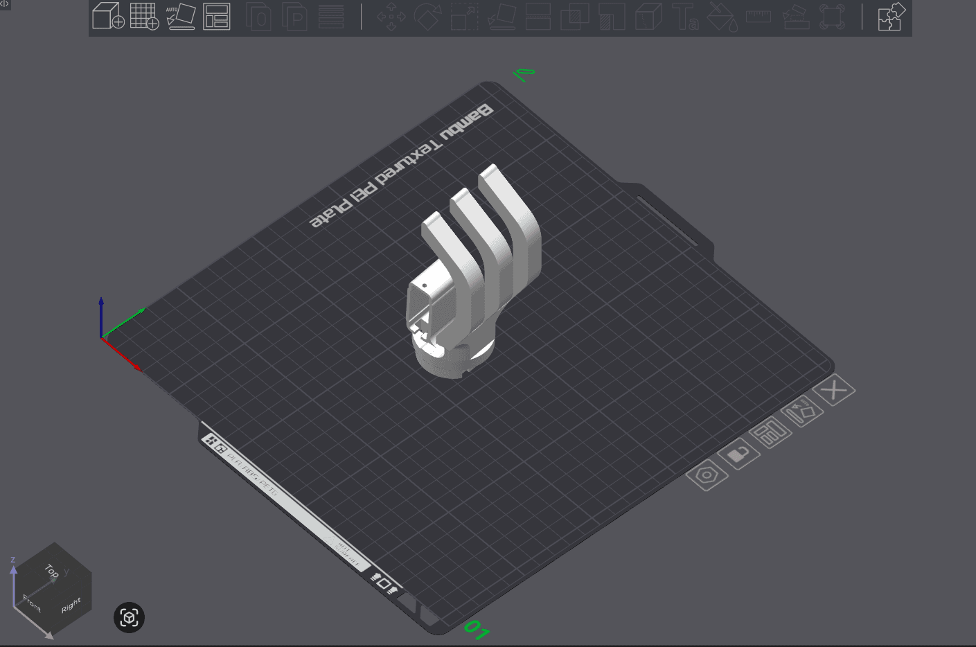 Raw model of GripperLeft on build plate