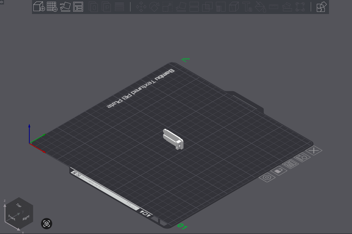 Raw model of GripperServoCoverRight on build plate