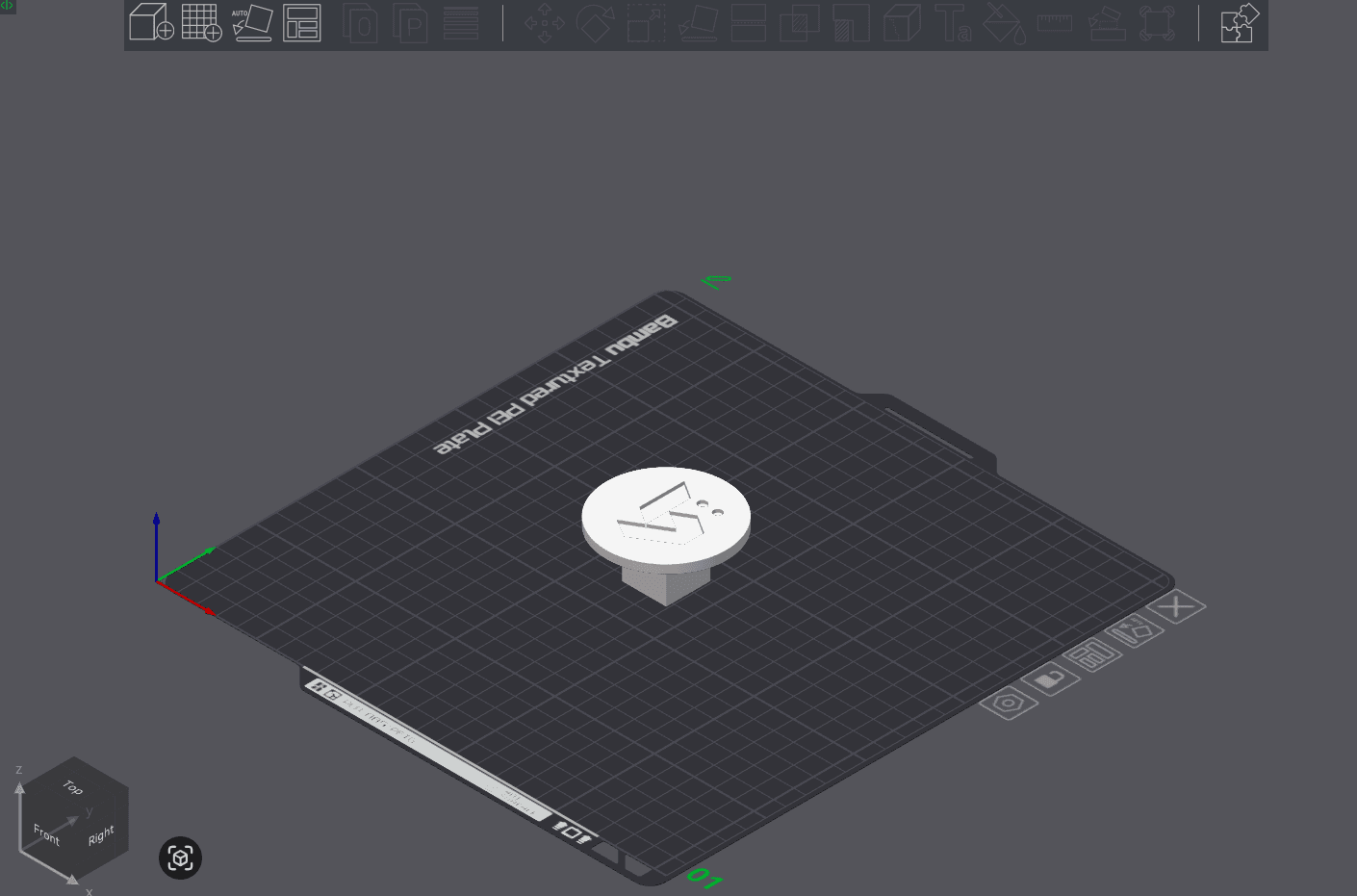 Raw model of LogoMount on build plate