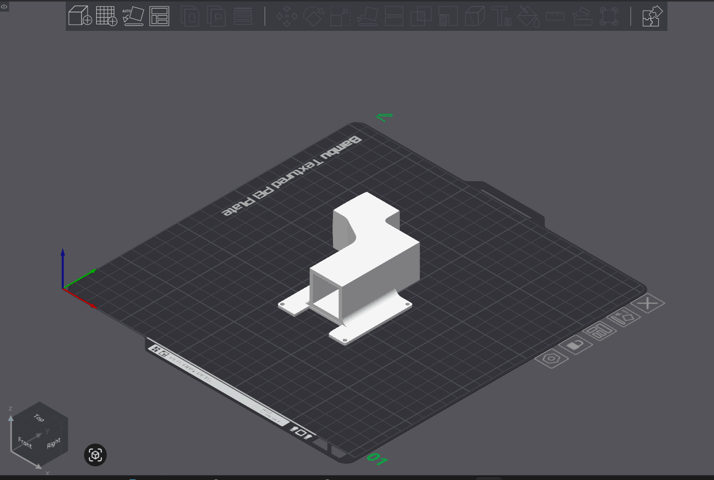 Raw model of PhoneMountJoint on build plate