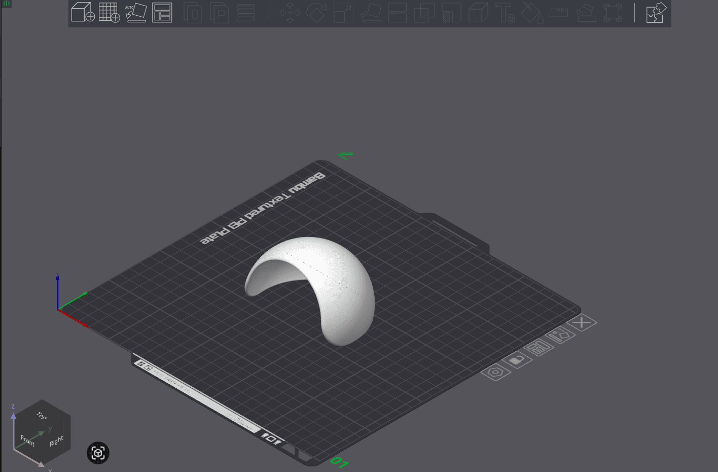 Raw model of ShoulderCoverLeft on build plate