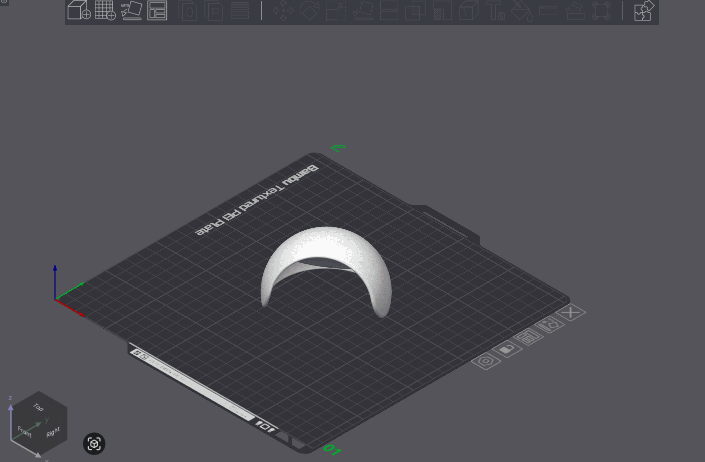 Raw model of ShoulderCoverRight on build plate