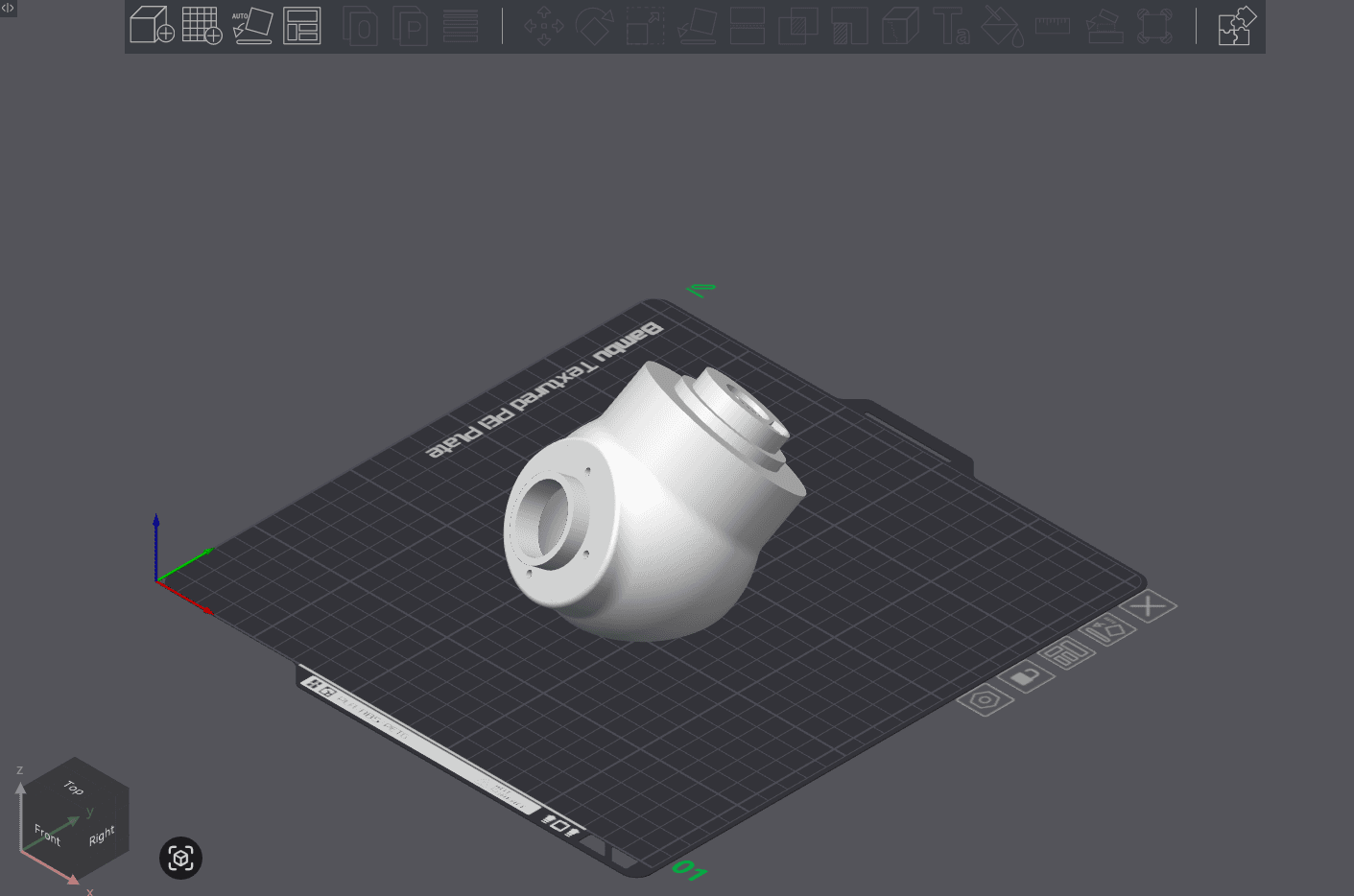 Raw model of ShoulderJointLeft on build plate