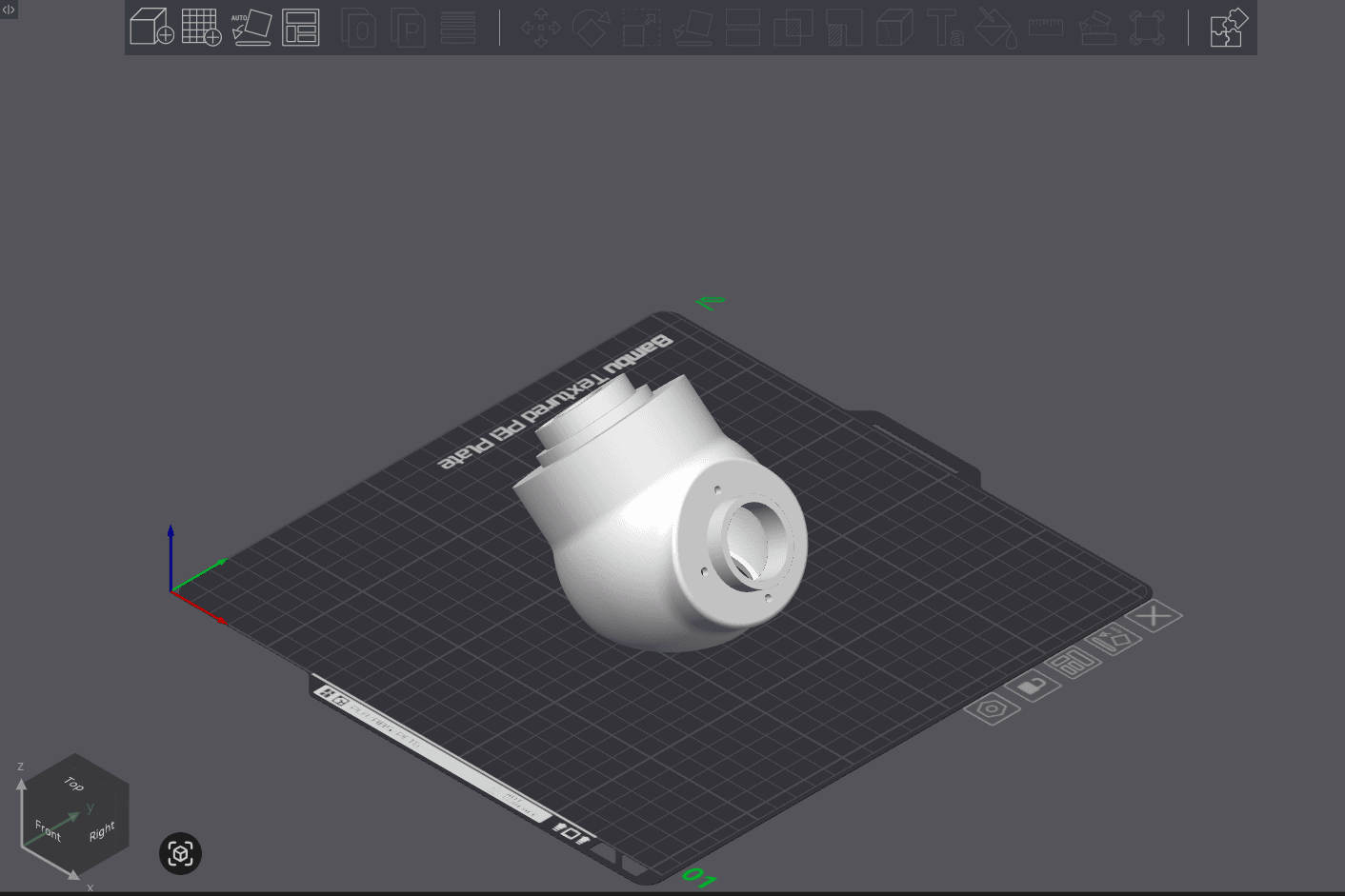Raw model of ShoulderJointRight on build plate