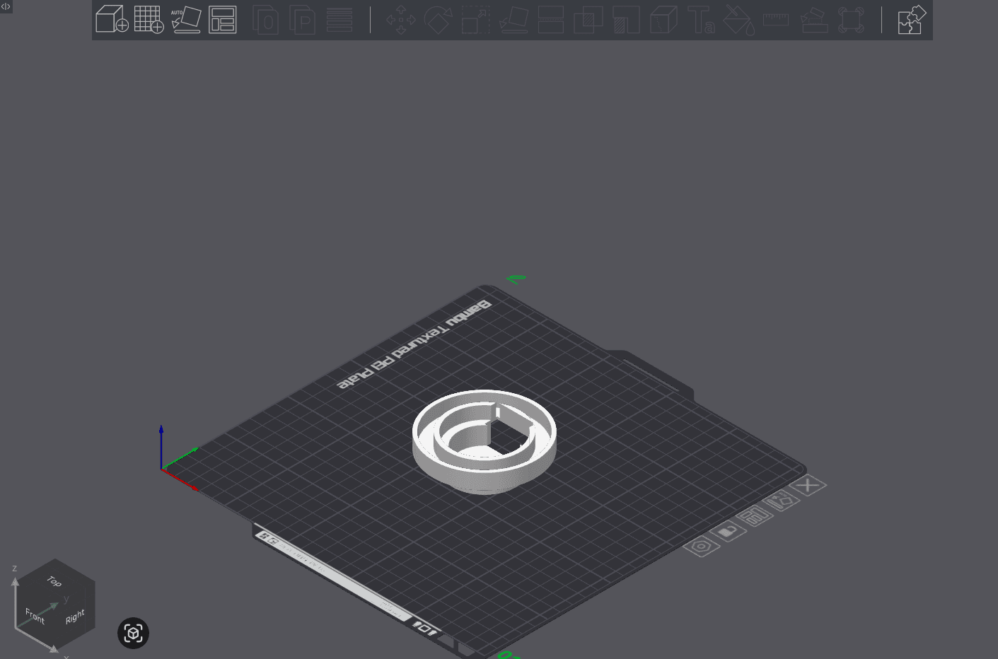 Raw model of SpeakerHolderRight on build plate