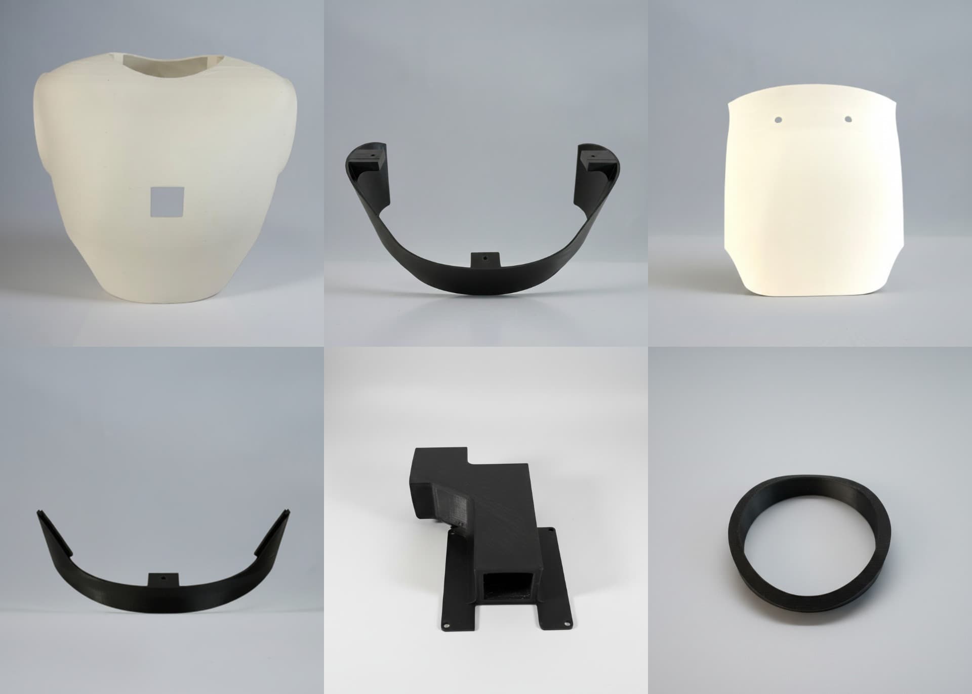 images of upper main body, upper front lower, upper rear cover, upper back lower, phone mount joint, neck cover