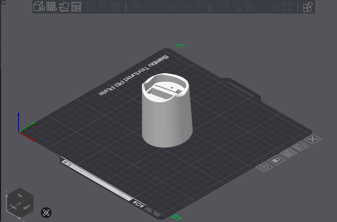 Raw model of UpperArmLeft on build plate