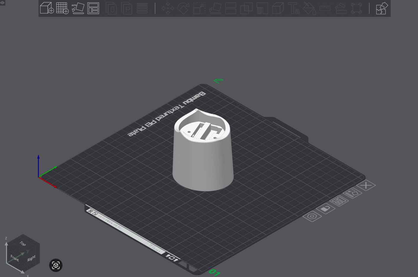 Raw model of UpperArmRight on build plate
