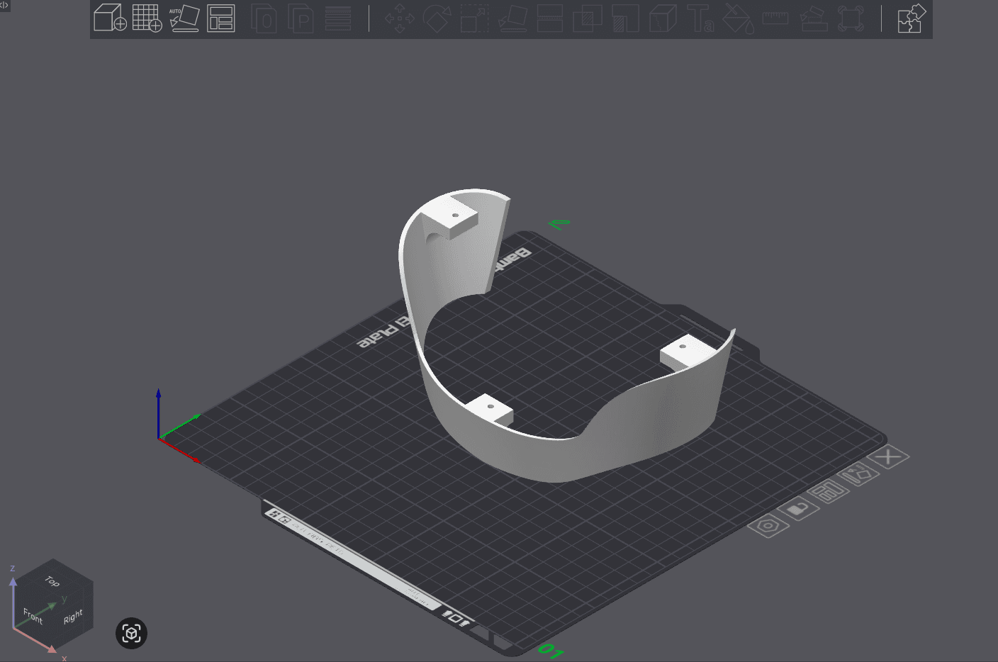 Raw model of UpperFrontLower on build plate