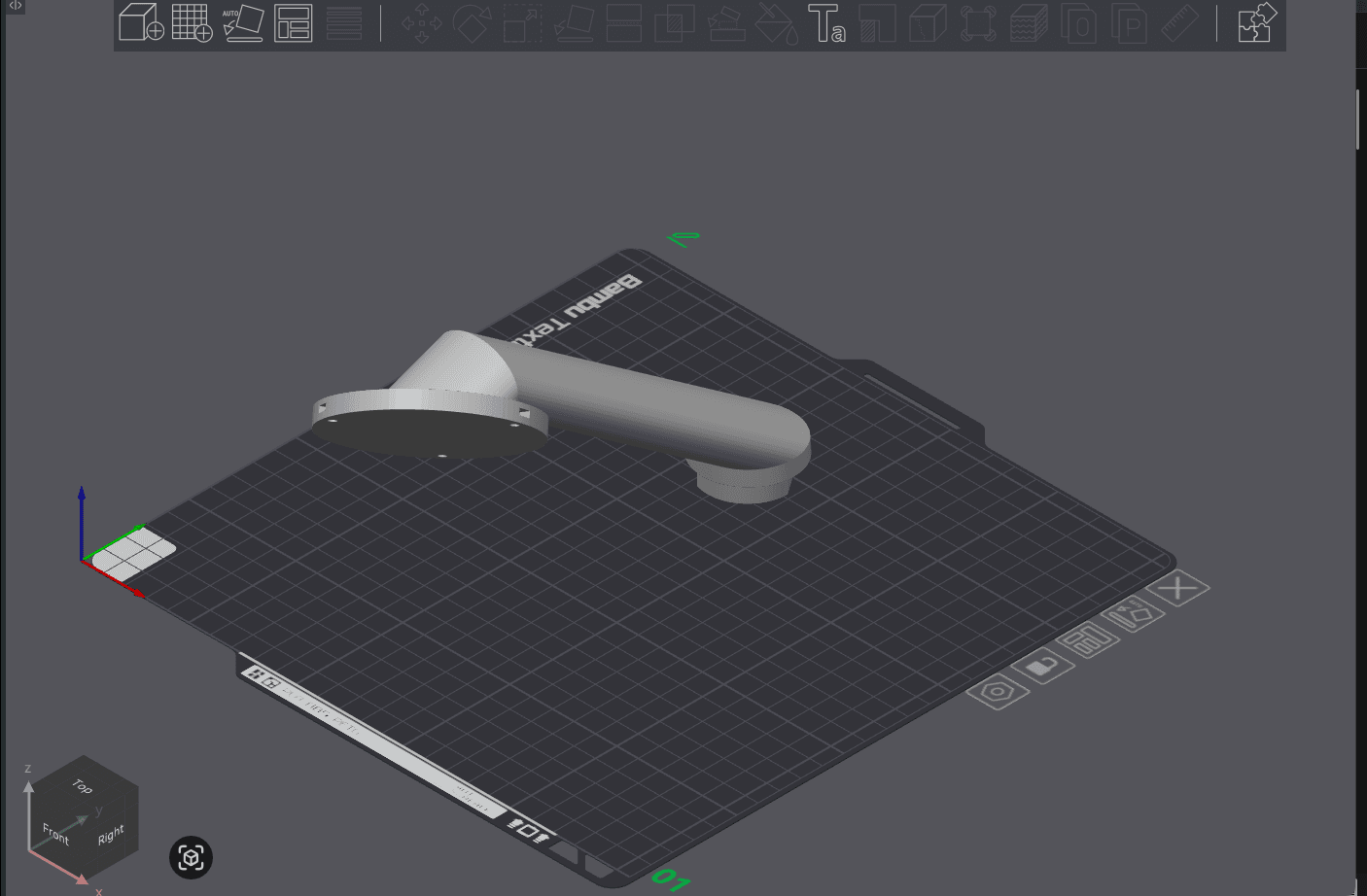 Raw model of UtilityPlateHolderRight on build plate