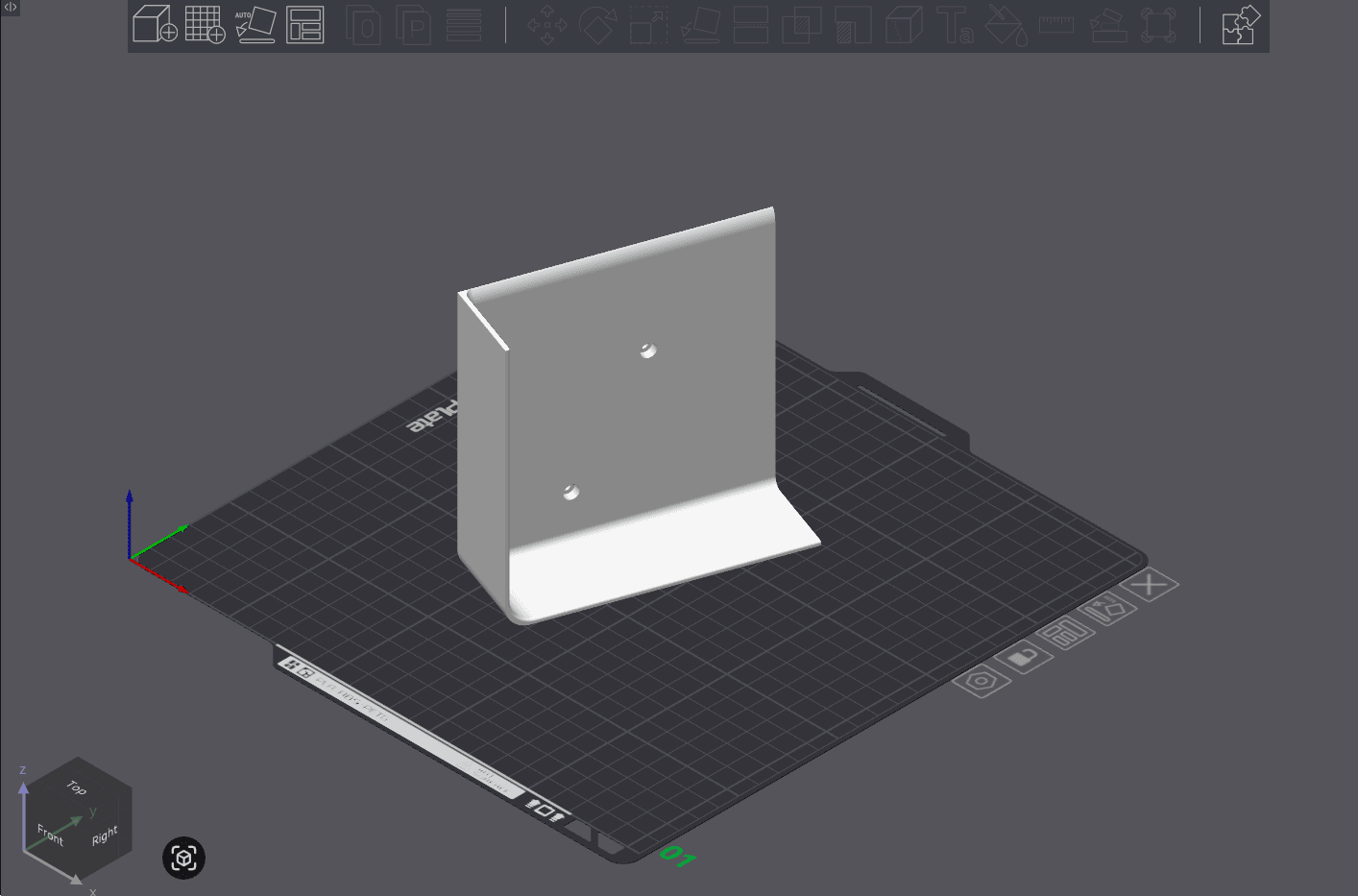 Raw model of UtilityPlateLeft on build plate