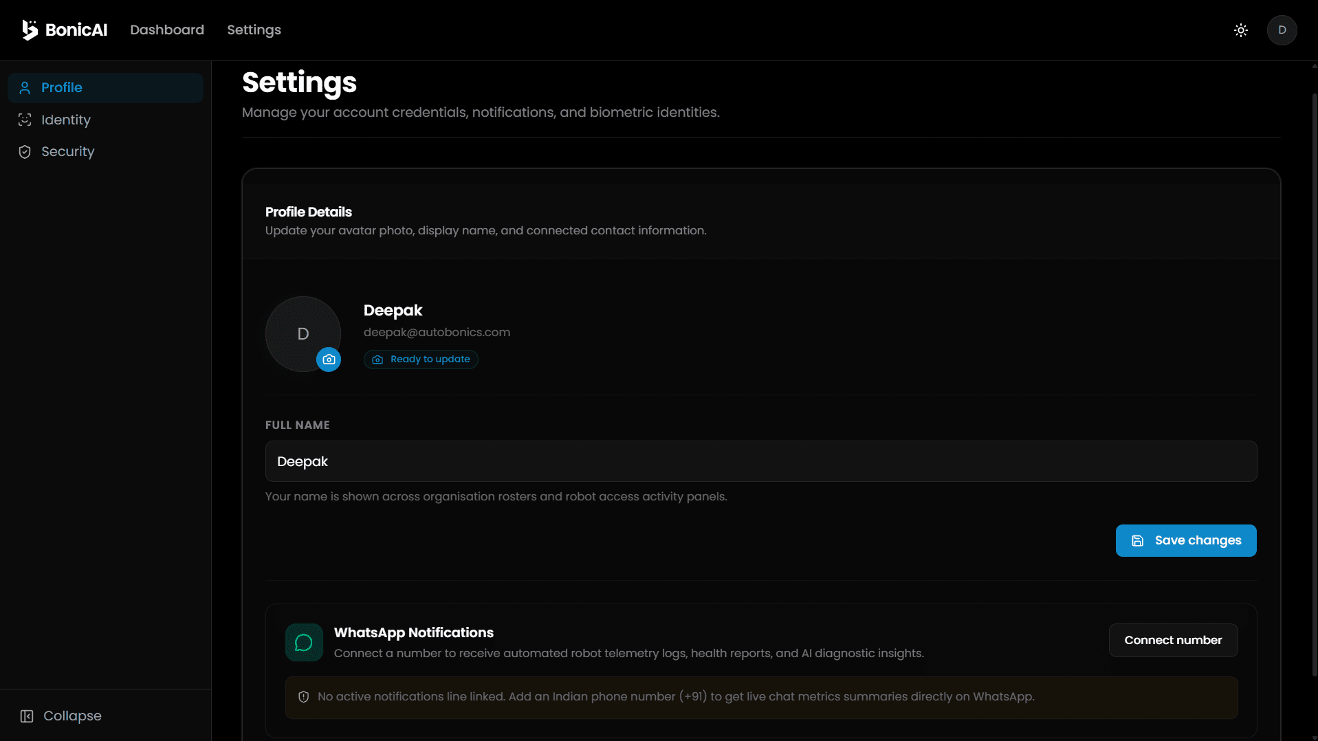 Personal Profile Settings