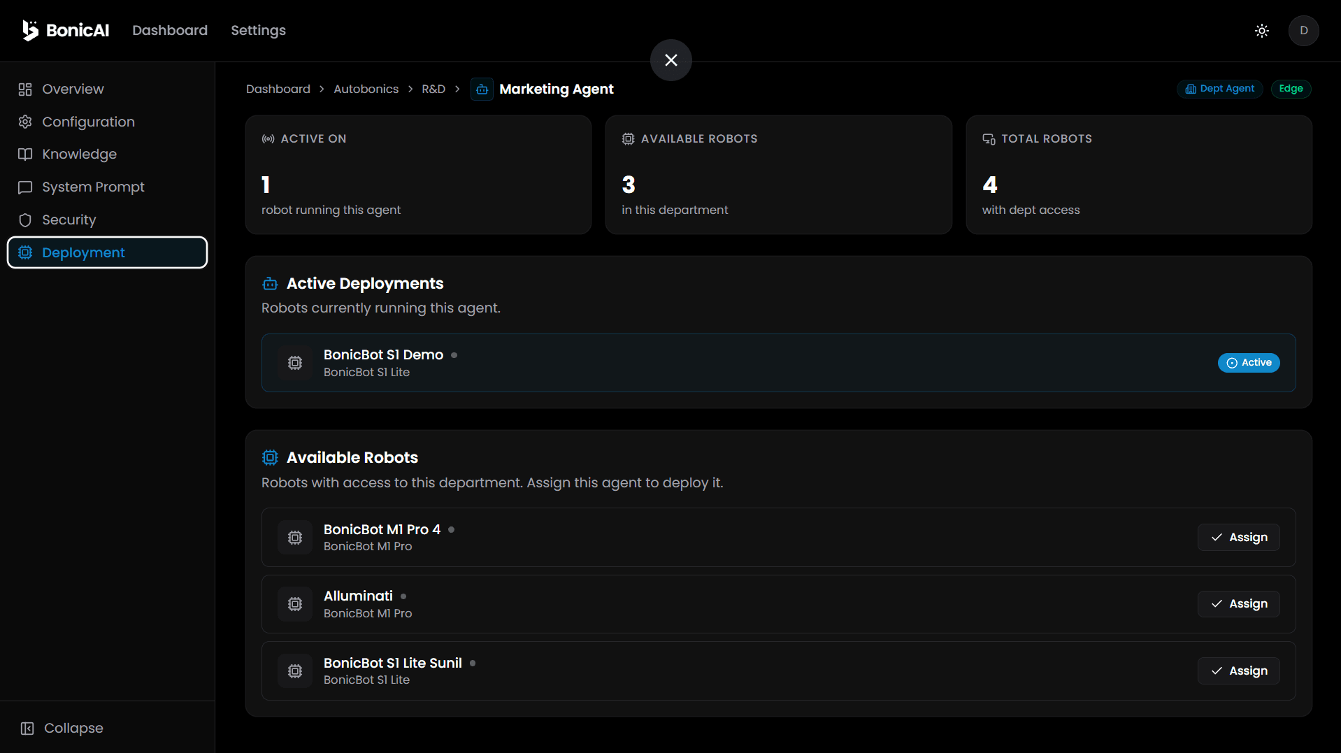 Agent Detail Deployment Tab
