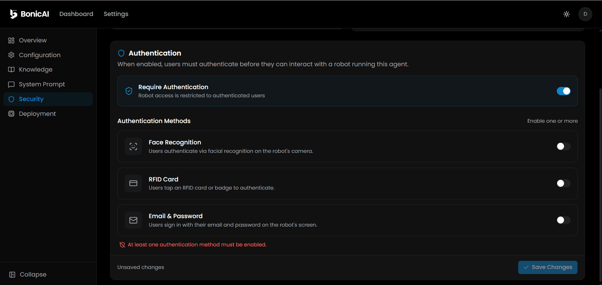 Agent Detail Security Tab