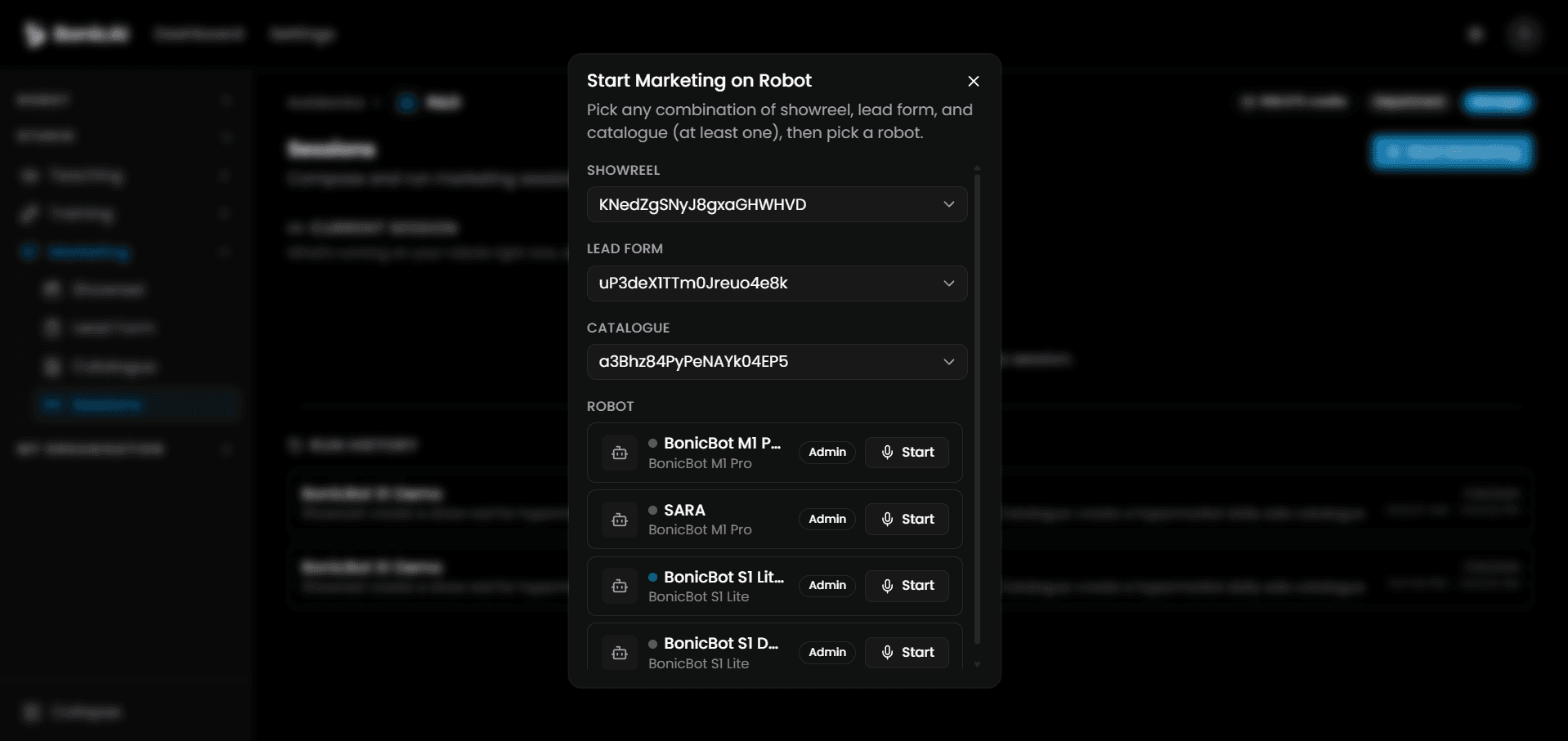 Start Marketing on Robot Dialog