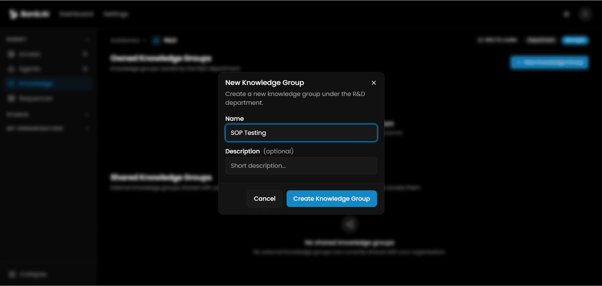 New Knowledge Group Dialog
