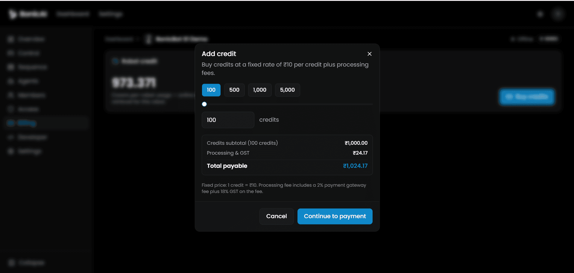Add Credit Dialog