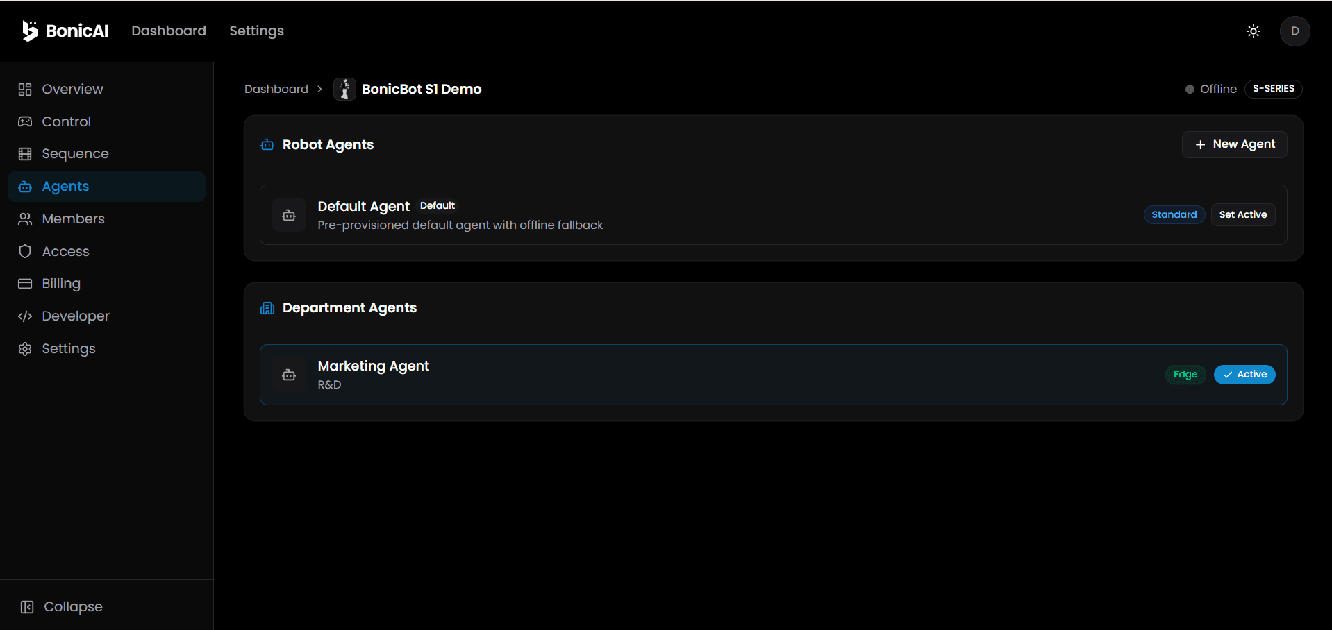 Robot Agents Tab