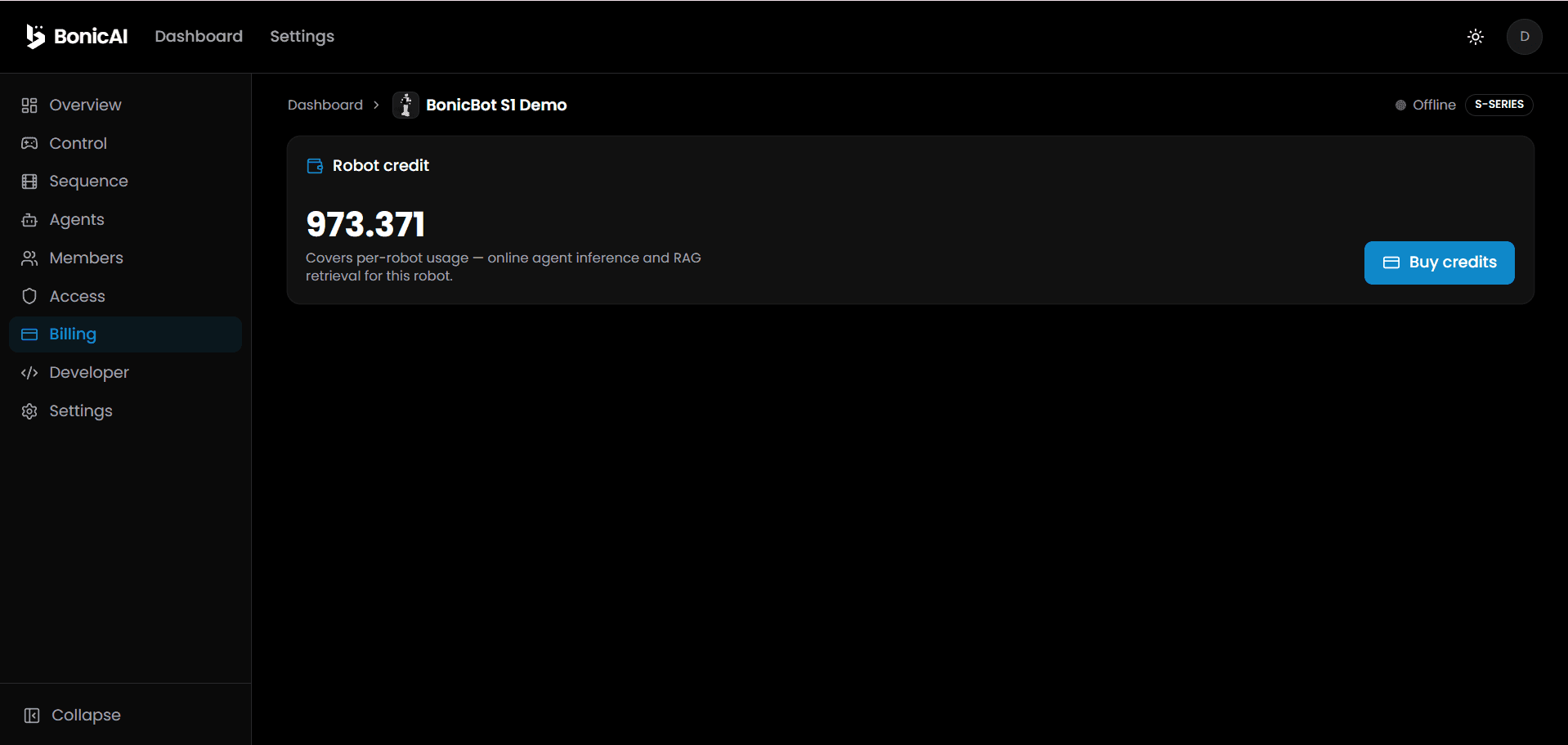 Robot Billing Tab