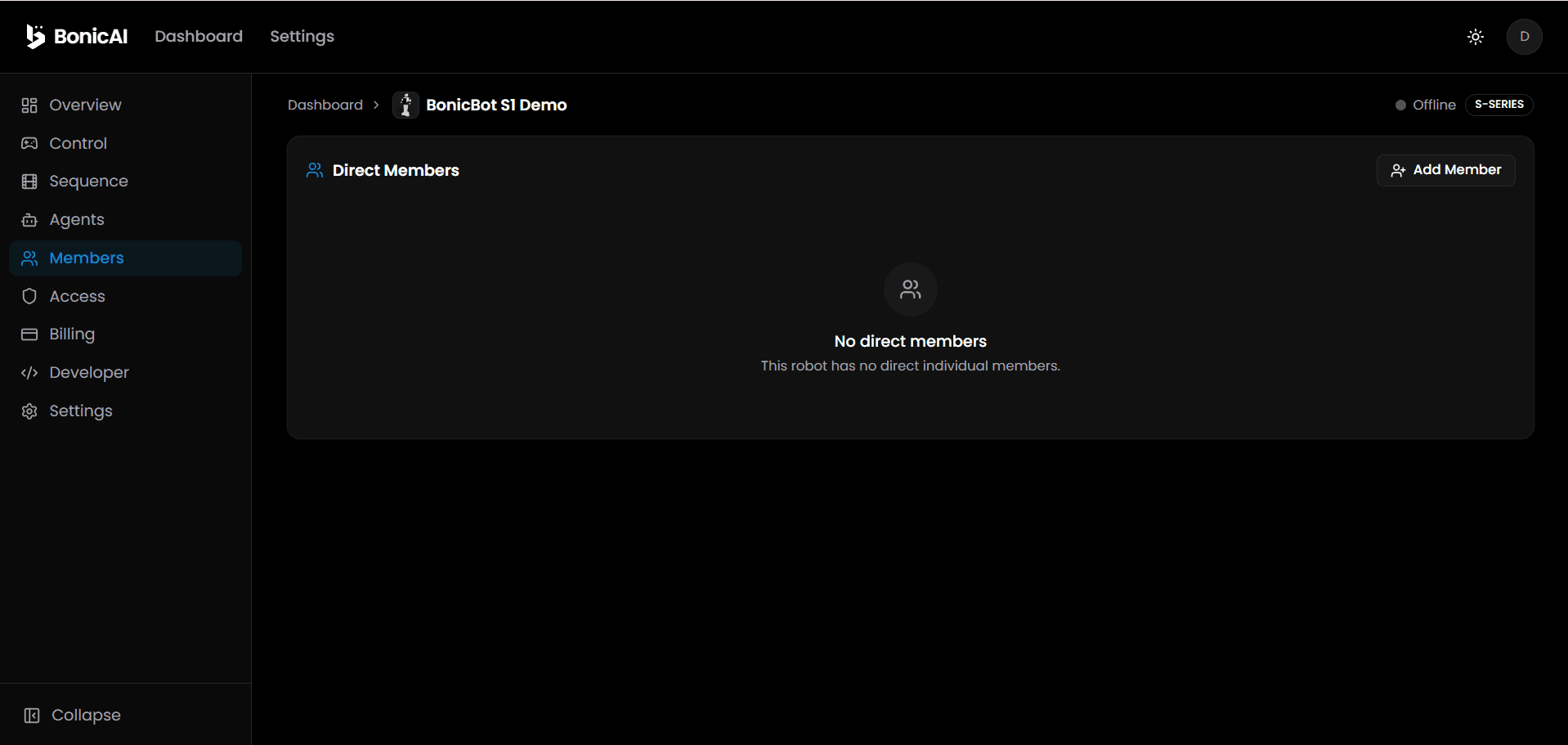 Robot Members Tab