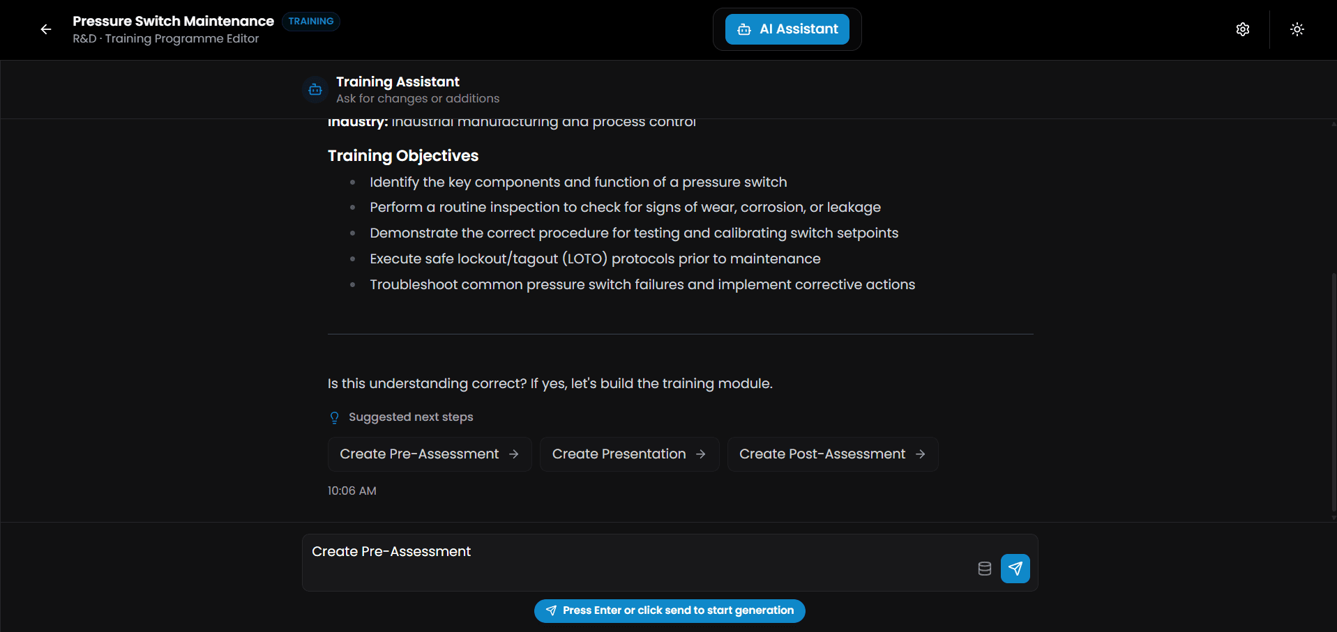 Training Assistant & Topic Objectives