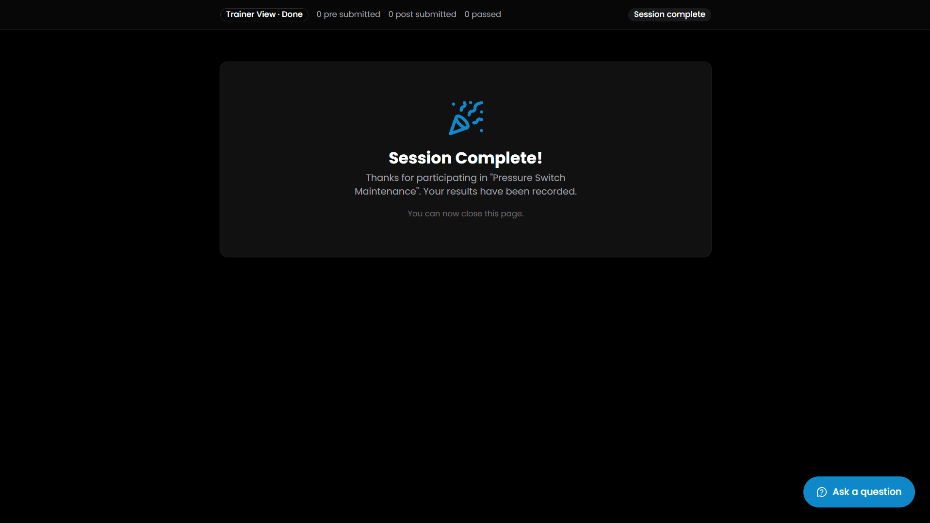 Live Training Session - Completion Stage