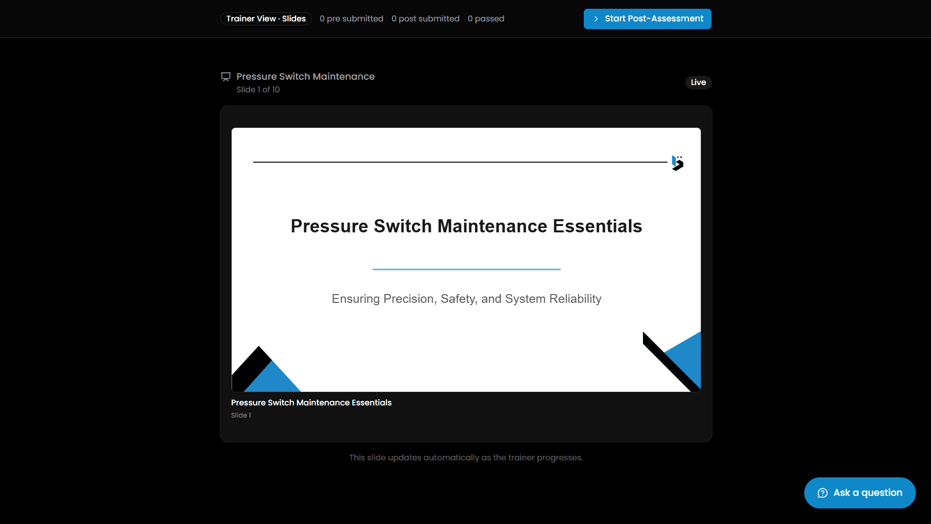 Live Training Session - Slide Presentation Stage