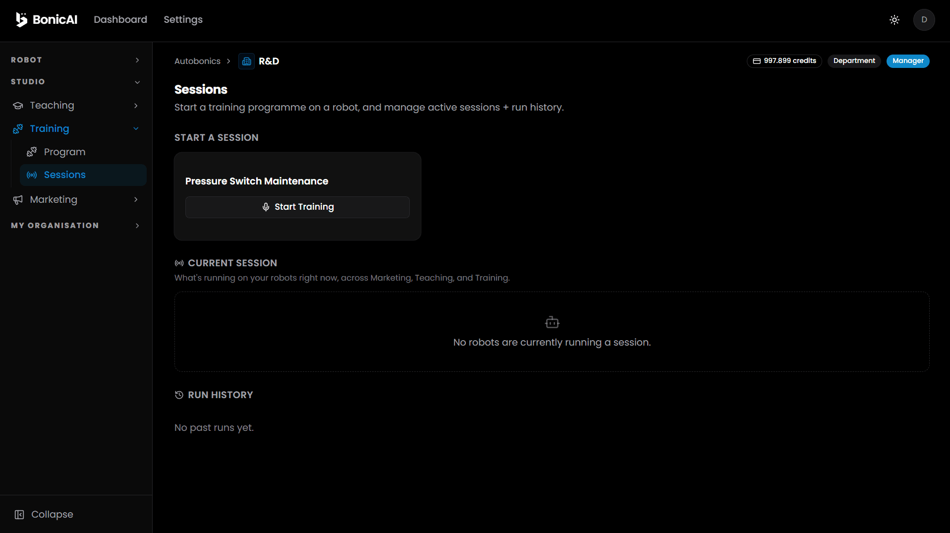 Training Sessions Dashboard